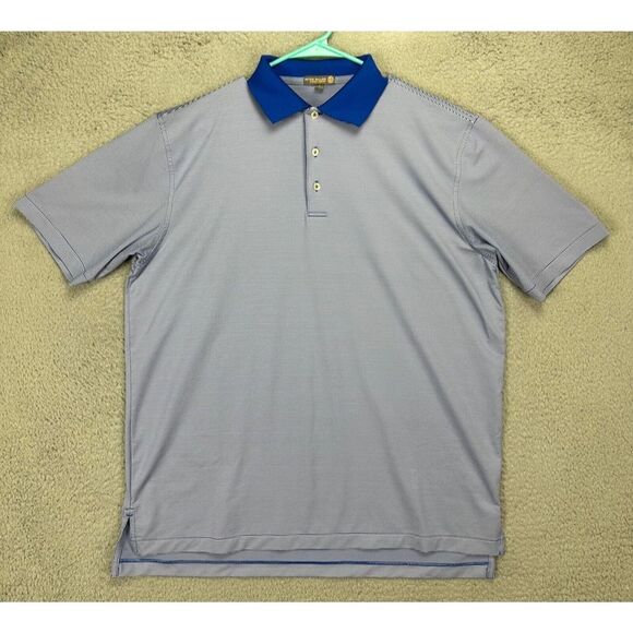 Peter Millar Summer Comfort Polo Shirt Adult Large Blue Striped Golf Rugby Mens